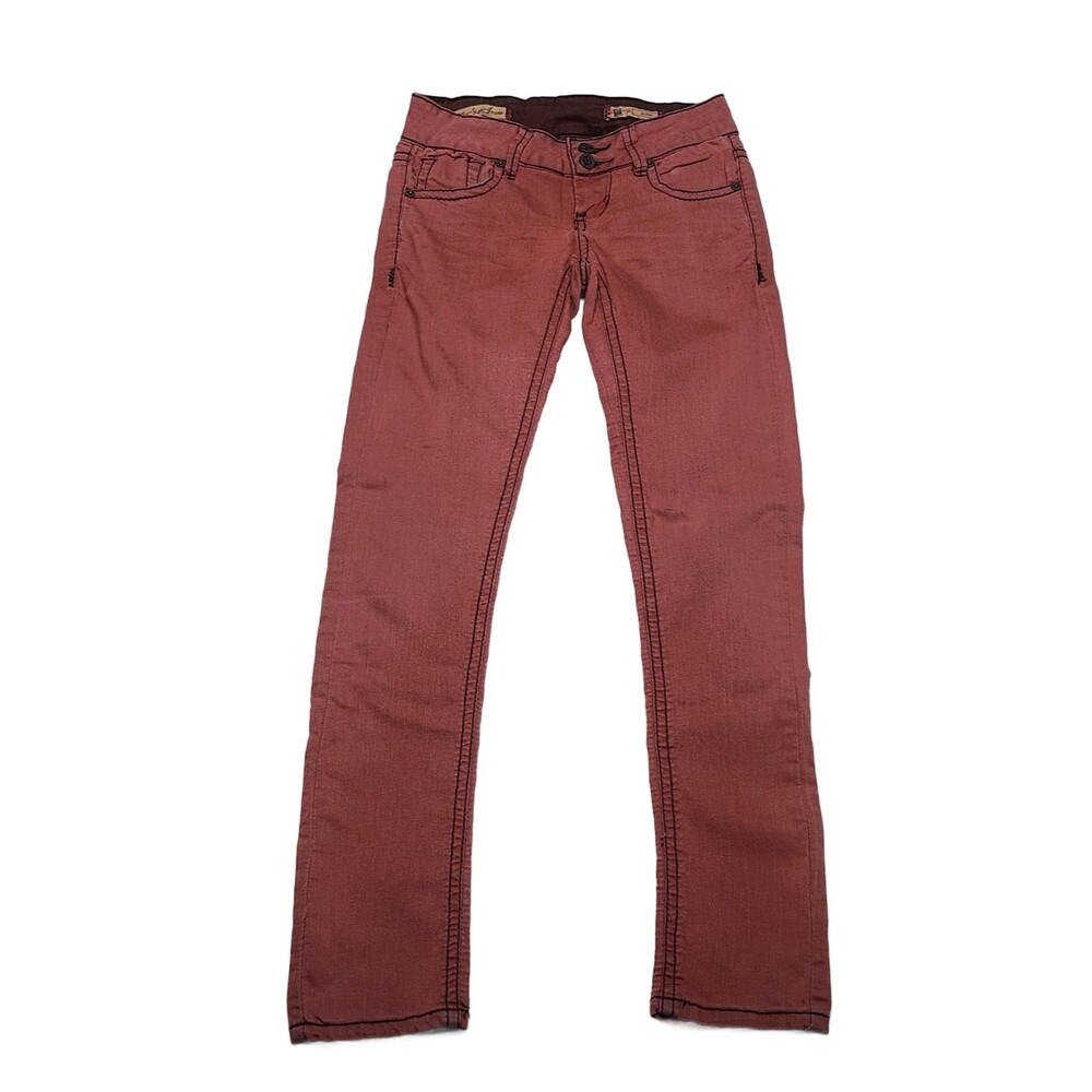 Vanilla Star Jeans Women's Size 1 Faded Red Skinny Stretch Low Rise Denim